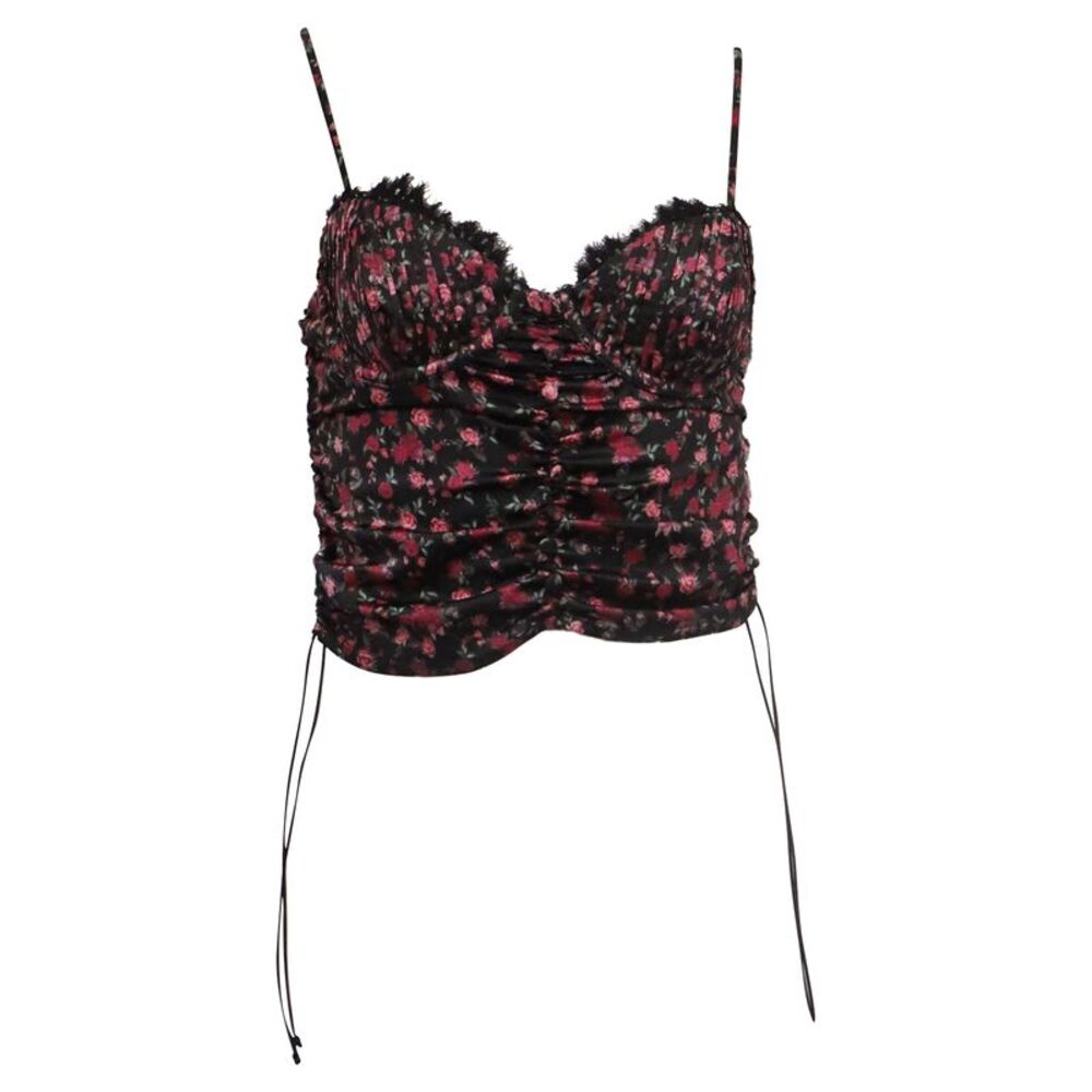For Love and Lemons Floral Melrose Bustier in Black Polyester